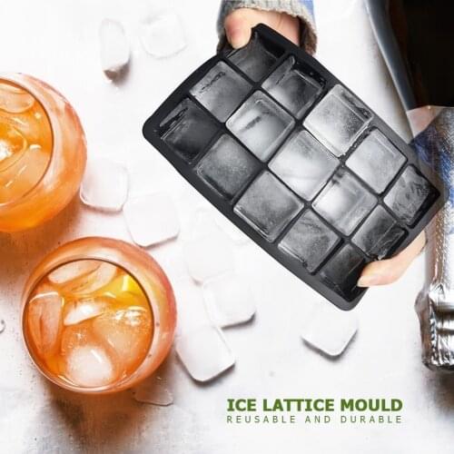Black Grade Silicone 15-grid Cube Big Ice Tray Mold Giant Jumbo Ice Cube Square Tray DIY Bar Pub Wine Ice Blocks Maker