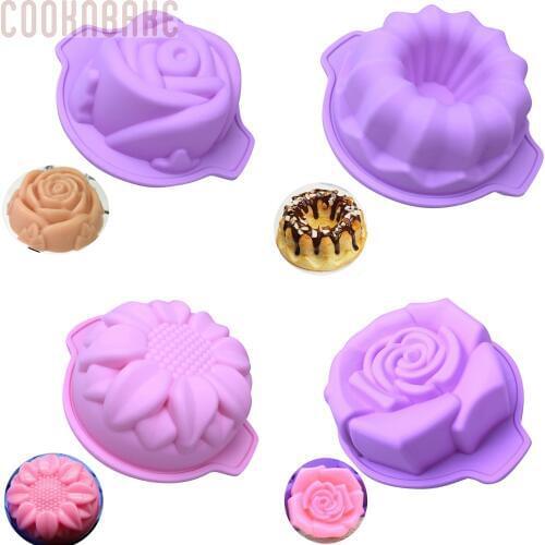 COOKNBAKE DIY Silicone small cake mold pudding molds Cake Decorating tool the shape of flower handmade soap bread Pastry mold