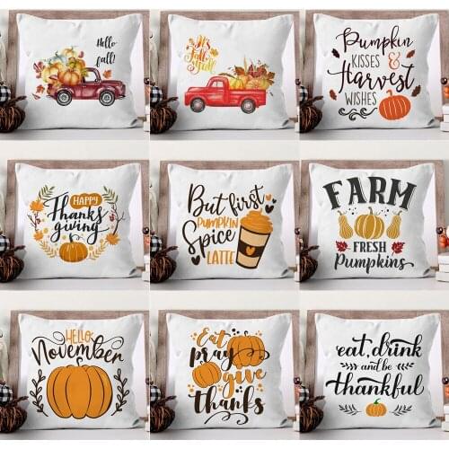 Thanks Giving Day Decorative Sofa Cushion Pillows Cover Pumpkin Printed Cushion Cover 45x45 Polyester Home Decor Pillow Cases