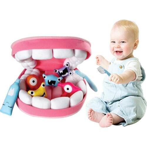 Child Tooth Brushing Dental Plush Montessori Cognitive Oral Cavity Educational Toy Kids Baby Developing Good Habit Teeth Toy Set