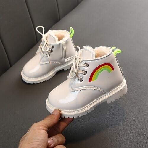 Kids Snow Boots Girls Child Martin Boots Autumn Winter Boys Plush Rubber Boots Fashion Casual Toddler Baby Warm Cotton Shoes