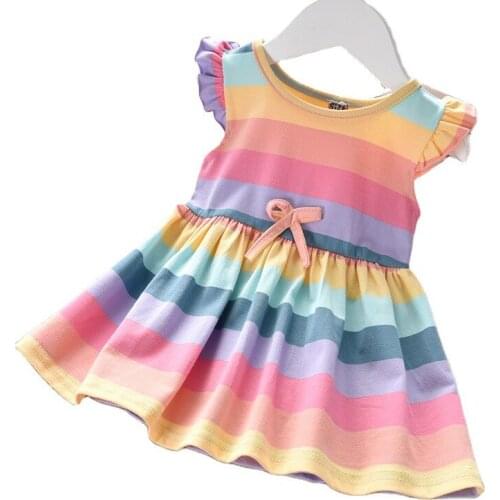 Girls Princess Clothing Kids rainbow Baby Dresses Cotton Party Girl Dress Korean Children Clothes kids dresses 2- 7 Years