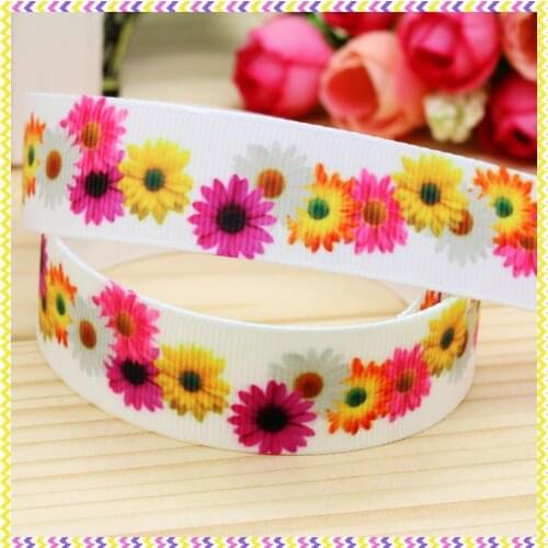 DHK 7/8'' 5yards flowers printed grosgrain ribbon headwear hair bow diy party decoration OEM Wholesale 22mm E563