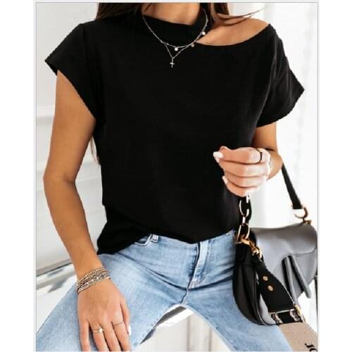 Women T-Shirt Solid Color Short Sleeve Hollow Out Ladies Tops 2021 New Summer Fashion Casual Outdoor Comfy Female Tee