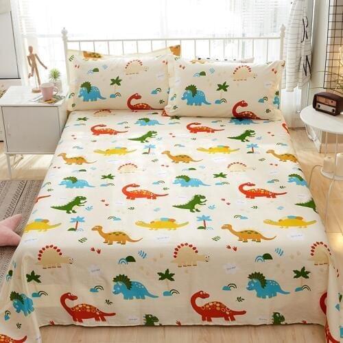 Cotton Bed Sheets Home Textile Bedding Coverlet Flat Sheet Pillowcase Cartoon Pattern Bed Sheet Soft Warm Bedsheets #s