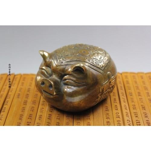 Bronze Pure Copper Brass Zodiac Fortune copper pig collection upscale home furnishing birthday gift bronze sculpture statue
