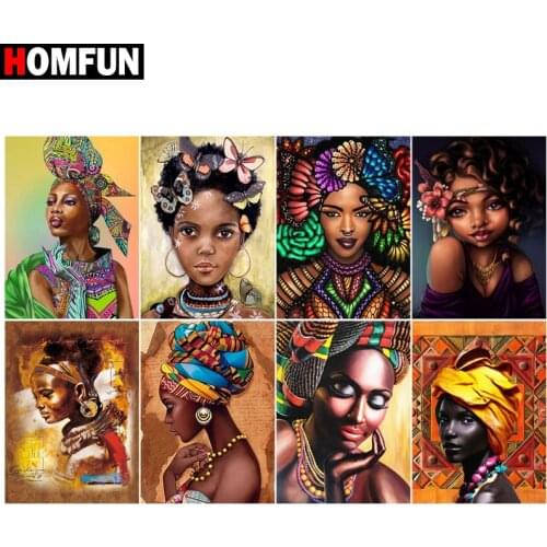 HOMFUN Paint With Diamond Embroidery "Girl character" Diamond Painting Full Square Round Picture Of Rhinestone Decor