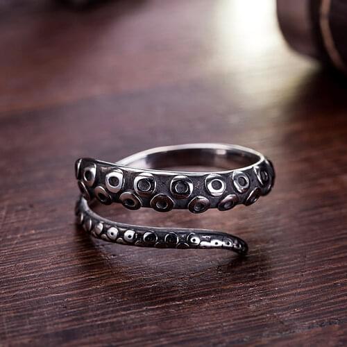 Retro Pirate Octopus Mens Ring Punk Biker Ring For Men Women Viking Stainless Steel Octopus Ring Goth ring Fashion Jewelry
