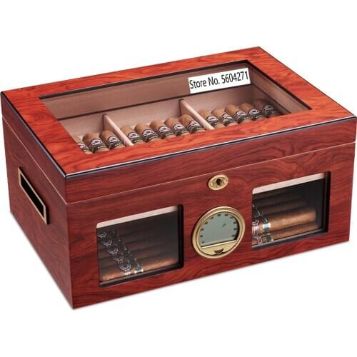 Cigar Cedar Wood Moisturizing Box Humidor Cabinet Large Capacity Fit 100 Double Layer Cigar Humidor Wood Box