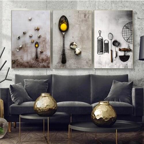 Vintage Style Kitchen Utensils Canvas Pinting Wall Art Pictures Poster and Print Cuadros for Dining Room Home Decoration