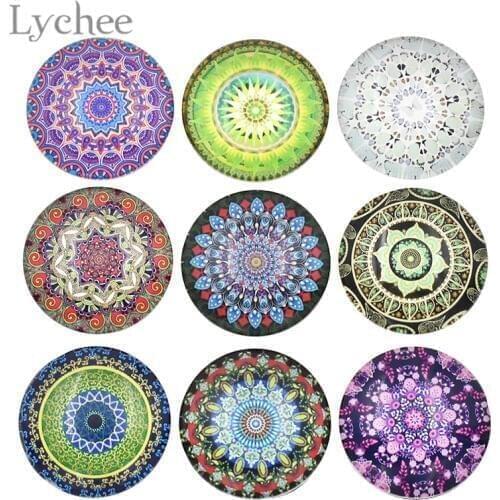 Lychee Random 5pcs Flower Painting Fridge Magnet Creative Round Refrigerator Magnetic Stickers Home Decoration Travel Gifts