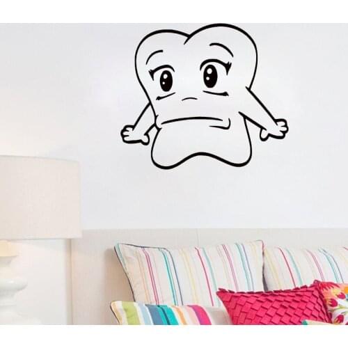 Cartoon Tooth Emotions Dental Clinic Window Wall Decal Teeth Bathroom Decoration Art Murals Kids Children Room Wall Sticker