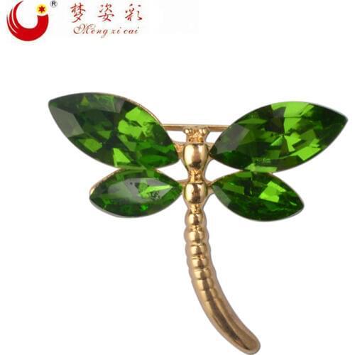 MZC Trendy Dragonfly Brooch for Womens Gold Silver Plated Brooch Men Pin Broches Crystal Brosch Wedding Party Cloth Jewelry