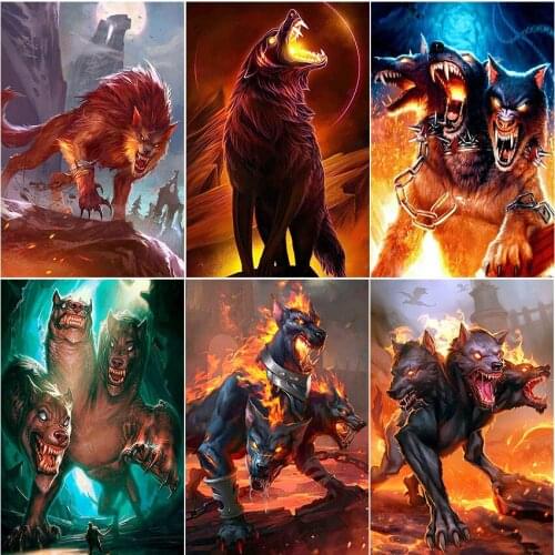 5d diamond painting kit set complet embroidery Cross stitch Fantasy wolf animal flame dirll drawing cuadros full square mosaic