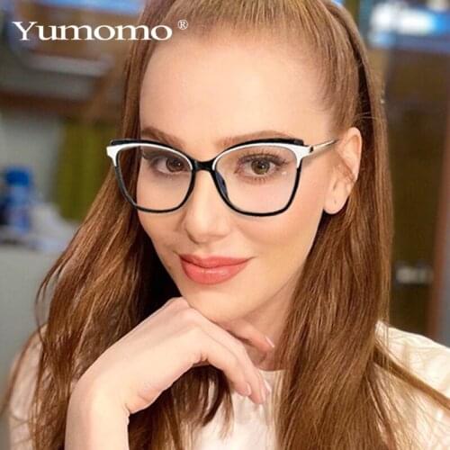 New Fashion Ladies Cat Eye Anti-blue Light Glasses Frames Classic Retro TR90 Optical Glasses Oversized Black White Eyeglasses