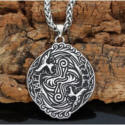 Nordic Viking Stainless steel amulet drgon dreki Jormungand Knot necklace