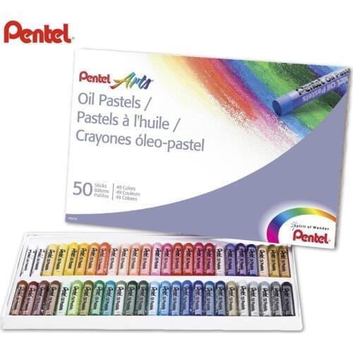 Pentel Arts Oil Pastels Artist 50 Assorted Color Set (PHN-50) Non Toxic, Smooth Blending Texture, Ideal For All Artist Levels