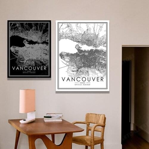VANCOUVER Map Drucken Posters Leinwand | Straße Karte | Stadt Karte Drucken Poster Leinwand Painting