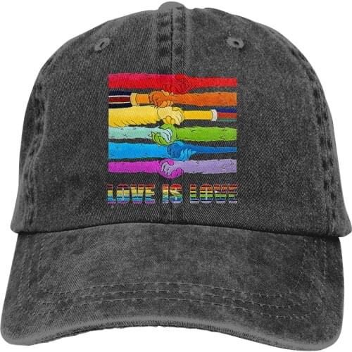 Adjustable Solid Color Baseball Cap Hold Hands Love Is Love Washed Cotton LGBT transgender Sports Woman Hat