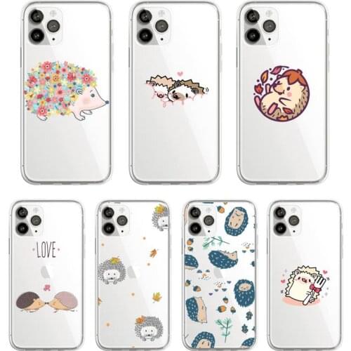 Animal lovely cartoon hedgehog Phone Case Transparent soft For iphone 5 5s 5c se 6 6s 7 8 11 12 plus mini x xs xr pro max