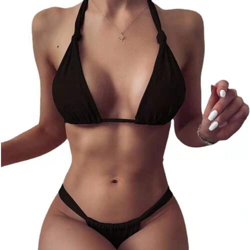 Sexy Bikini Set Swimwear Women Swimsuit Biquini Sexy Beachwear Solid Bathing Suits Summer Bikinis Travelwear Swimming Thong