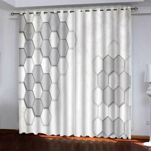 Grey geometric curtains Customized 3d curtains cartoon thickening blackout curtains
