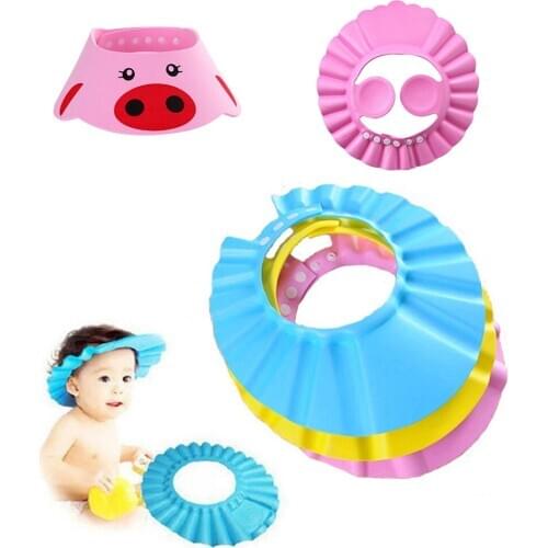 Baby Shower Caps Shampoo Cap Wash Hair Kids Bath Visor Hats Adjustable Shield Waterproof Ear Protection Eye Children Hats Infant