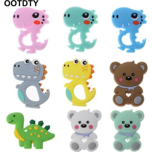 Baby Teether Silicone Cute Cartoon Dinosaur Bear Animal DIY Necklace Jewelry Teething Oral Care Kids Charms Safe Prevent Bite