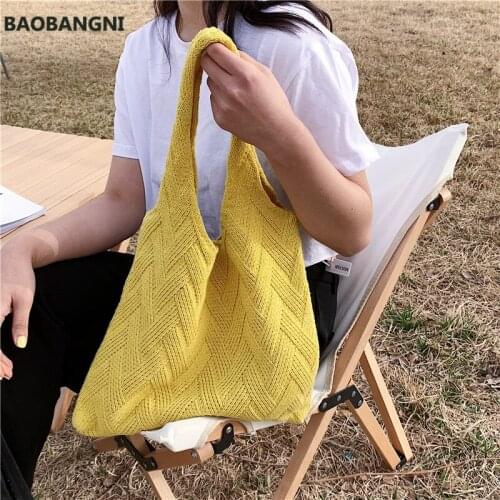 Candy Colors Weave Shoulder Bags for Women High Capacity Tote Designer Handbags Casual Female Shopper Bag