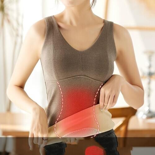 Women 2021 Autumn Winter Fashion Solid Color Thermal Underwear Vest Female Thick Warm Vest Top Ladies V-neck Slim Vest Tops D440