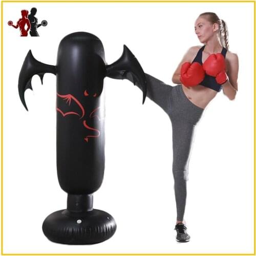Vertical Inflatable Boxing Bag in Bull Devil design Thickening Pillar Tumbler Fight Punching Bag for Indoor Fitness Training