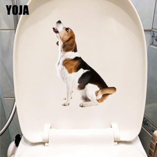 YOJA 17.6×23.9CM Real Shot Cute Beagle Home Living Room Wall Decor Funny Animal Toilet Stickers T1-3099