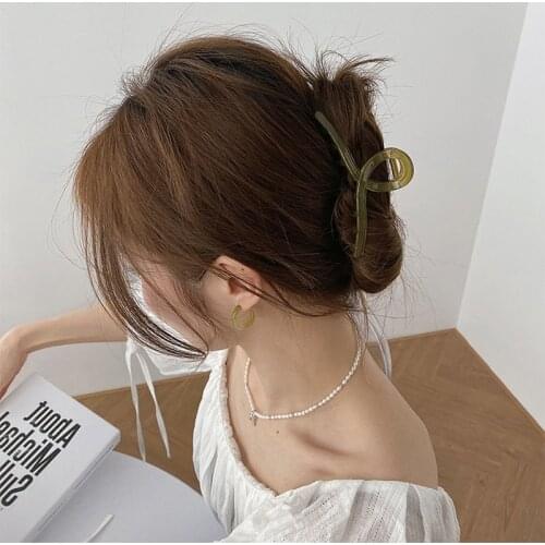 Retro color simple wild geometric hair catch ins transparent catch clip beautiful girl hairpin back head clip