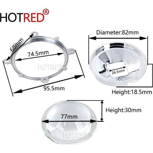 1Set 77mm 78mm LED Optical glass Lens Reflector+ 82mm Reflector Collimator + Fixed Bracket for 50W -200W High Power LED Chips