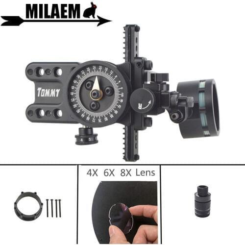 1Set Archery Compound Bow Sight With Adapter And 4x/6x/8x Lens Sight Light Compound Bow Outdoor Shooting Accessories