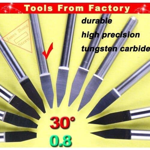 10pcs Degree 0.8mm Carbide PCB CNC Engraving Machine Router V Bits 30 HUHAO # J3.3008