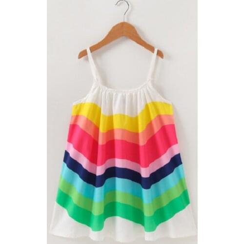 2021 Toddler Kids Baby Girl Summer Dress 2-6Y Girls Clothes Rainbow Dress Backless Princess Sundress Playwear Outfits