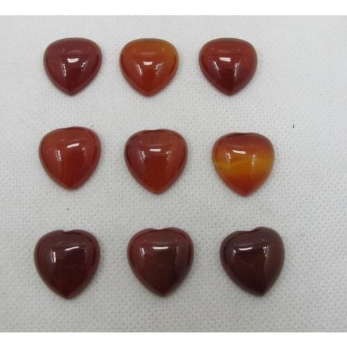 Wholesale 5pcs/lot Natural Red Agat e Carnelian Bead Cabochon 18mm Heart Gem stone Jewelry Cabochon Ring Face