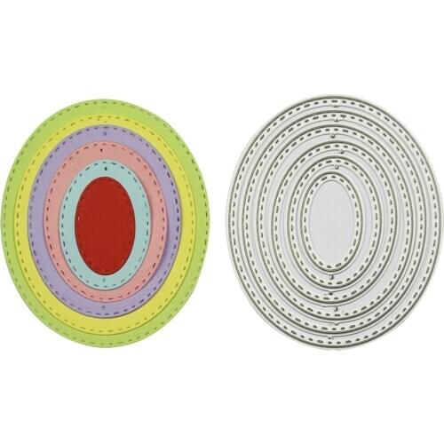 6pcs Oval Metal Cutting Dies Circle Scallop Frame Stencils for DIY Scrapbooking Album Paper Cards Decorative Embossing Crafts