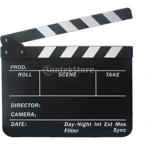 Acrylic Clapperboard TV Film Movie Video Clapboard Cut Action Black Board with Colorful Stripe Slate Pack of 1