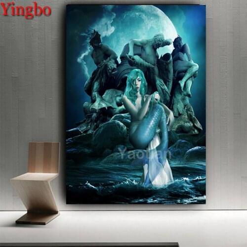 5D DIY diamond painting Full Square Mermaid Diamond Embroidery New Arrival Cross Stitch diamond mosaic Decoration Home