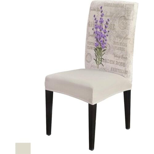 Dining Room Chair Cover Lavender Purple Flowers Leaves Retro Chair Covers Table Cover Chairs for Kitchen Tablecloth Home Decor