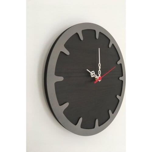North Designed Tuşpa Soot Black Bar Decorative Wall Clock 30 Cm