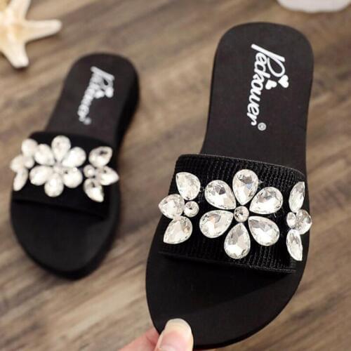 Childrens slippers girls slippers sweet summer shoes lovely kids slippers Rhinestone princess shoes parent child shoes s73