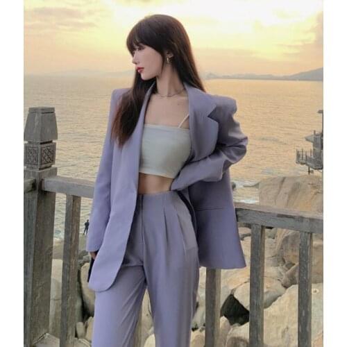 Purple Notch Lapel Women Pant Suits OverSize Custom Made Ladies Pantsuit Blazer+Pants for Work Pantsuit for Wedding Party