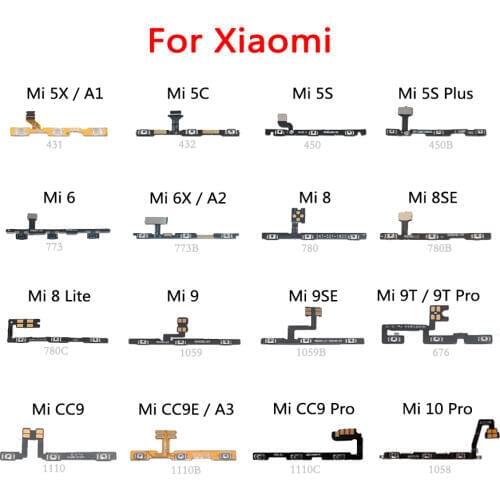 Power Button Switch Volume Button Mute On / Off Flex Cable For Xiaomi Mi 9T Pro 9 9SE 8 Lite 8SE 10 CC9 CC9E A3 5X A1 6 6X A2 5S