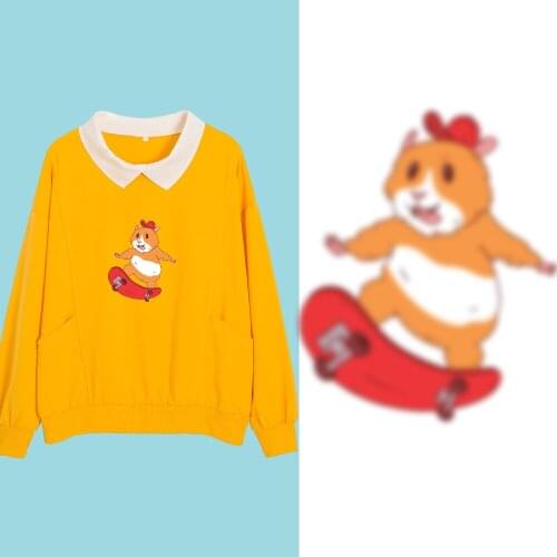 Skateboarding Guinea Pig Sweatshirt Cotton Casual Pullover Hoody Harajuku Best Friend Sweatshirts Hip Hop Cool Hoodies for Women