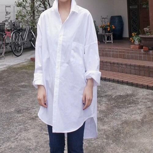 LANMREM 2021 New Autumn Summer Solid Color Lapel Single Breasted Shirt Women Korea Loose Casual Blouse Tide PE036