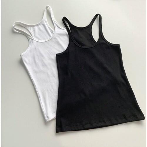 Solid color fashion White BLACK Cotton Tank Top Thin Straps Woman Fashion Vest Tops Summer