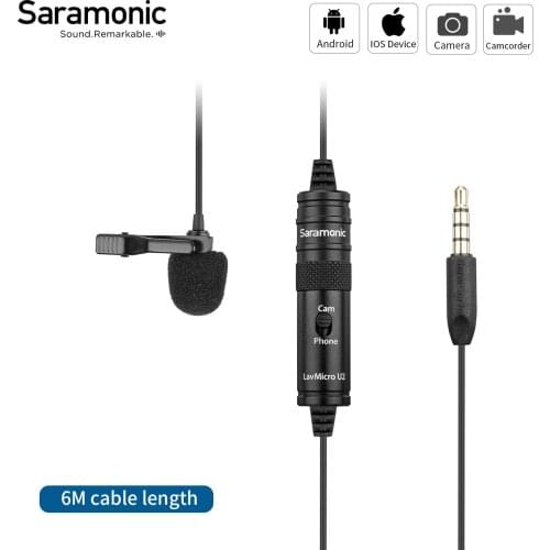 Saramonic LavMicro U2 lavalier microphone 3.5mm TRRS output connector for DSLR Camera camcorder smartphone audio recorder